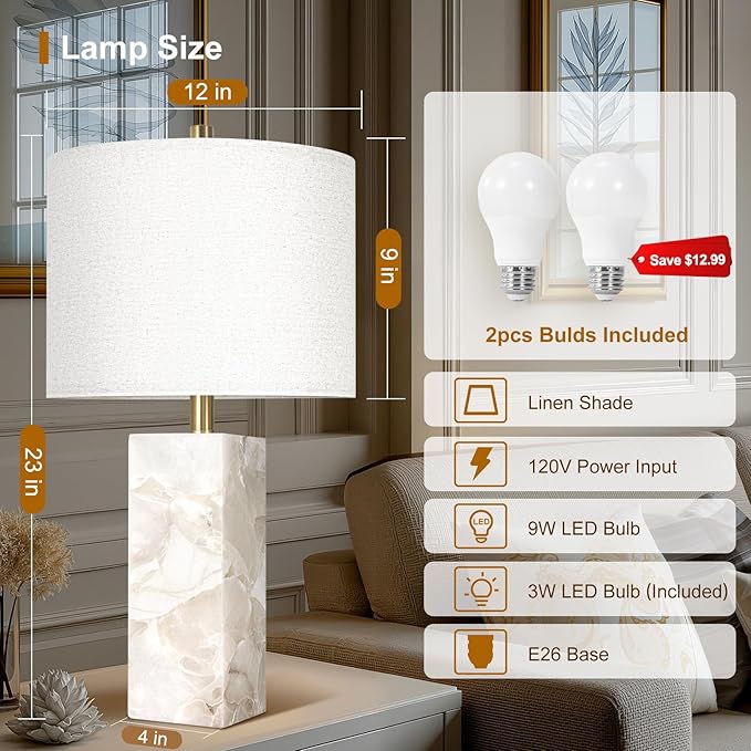 Scenekoy Natural Alabaster Table Lamp Set of 2 - Image 2