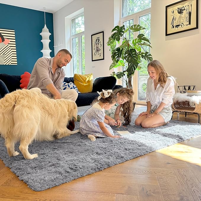 OLANLY Area Rugs for Living Room Bedroom, Machine Washable 4x5.9 ft Soft Fluffy - Image 4