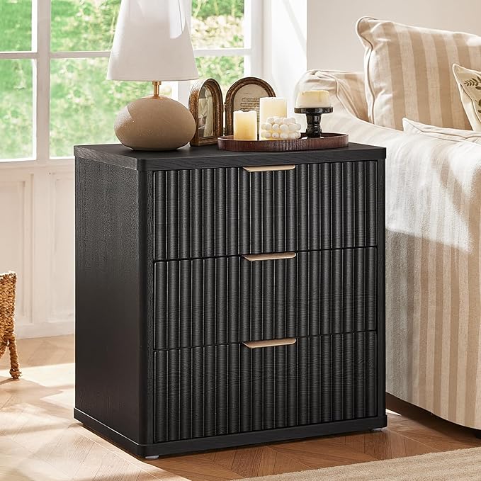 LEYAOYAO 48" Wide Fluted Dresser and 3 Drawers 23" Nightstand Set of 2 - Image 2