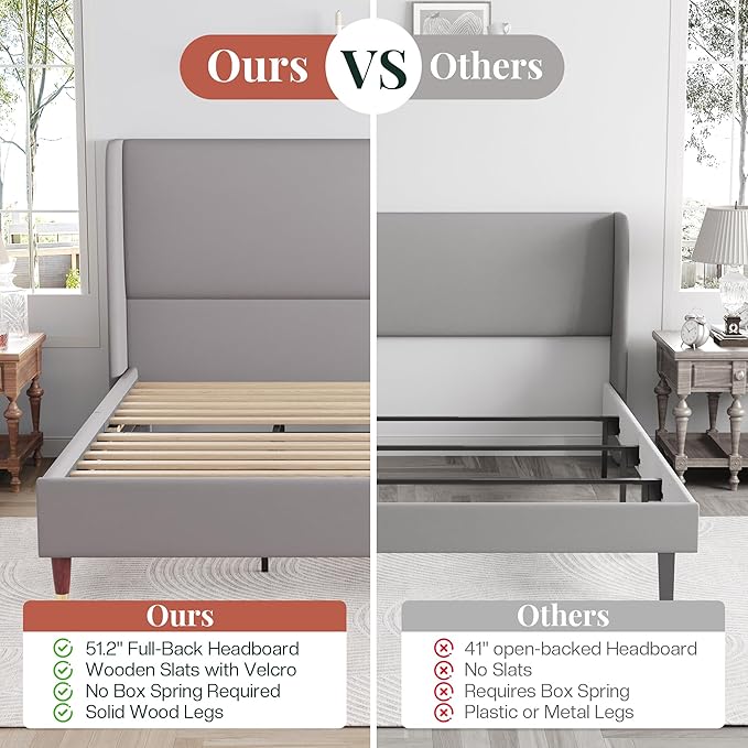 Jocisland Queen Upholstered Platform Bed Frame - Image 5