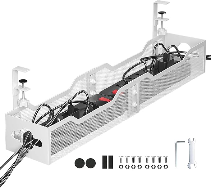 Under Desk Cable Management Tray 24.8", Quszmd Cable Organizer No Drill - Image 9