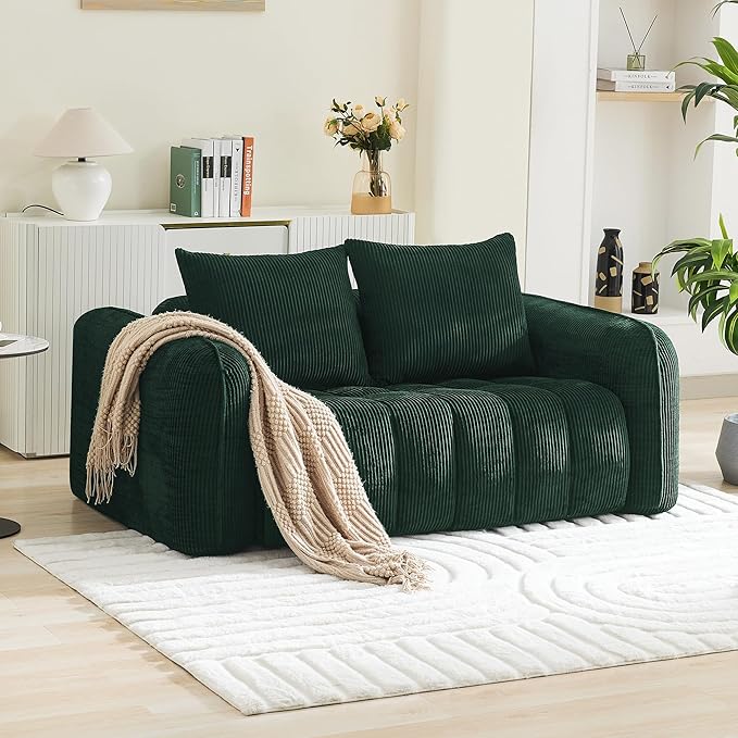 66'' Boneless Corduroy Loveseat Sofa, 2 Seater Tufted Deep Seat Couch - Image 7