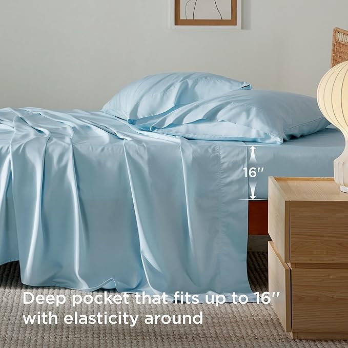 Bedsure Queen Sheet Set, Rayon Derived from Bamboo, Cooling Sheets, Breathable - Image 4