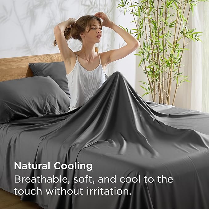 Bedsure Queen Sheet Set, Rayon Derived from Bamboo, Cooling Sheets, Breathable - Image 4