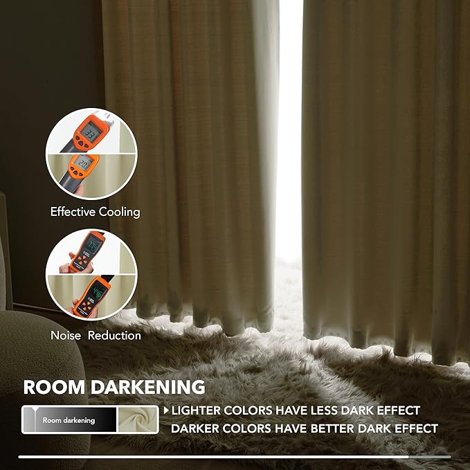 Deconovo Blackout Curtains, Thermal Insulated, W52 x L95 2 Panels, Back Tab - Image 7