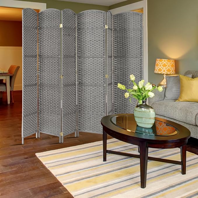 VINGLI 6-Panels Tall Rattan Room Divider, 6 FT Folding Privacy Screen, Indoor - Image 6