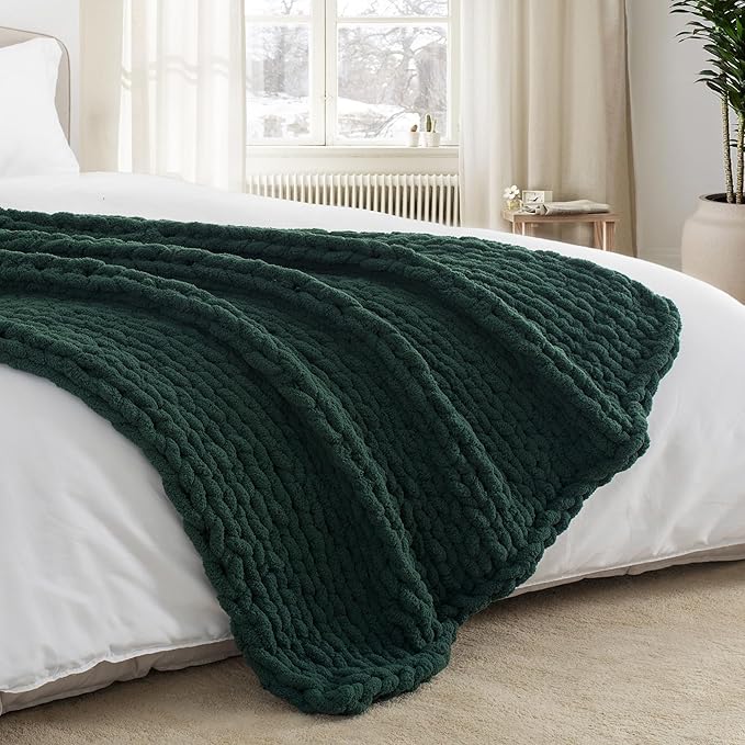 Chunky Knit Throw Blanket 50"X 60", 100% Handmade - Image 8