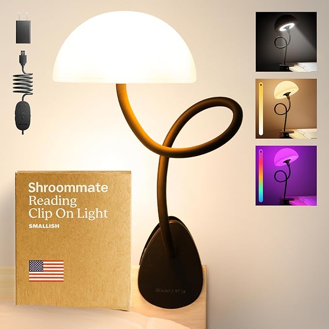 Shroommate Clip On Light and Bed Headboard Lamp, Bedside Table Lamp by Smallish