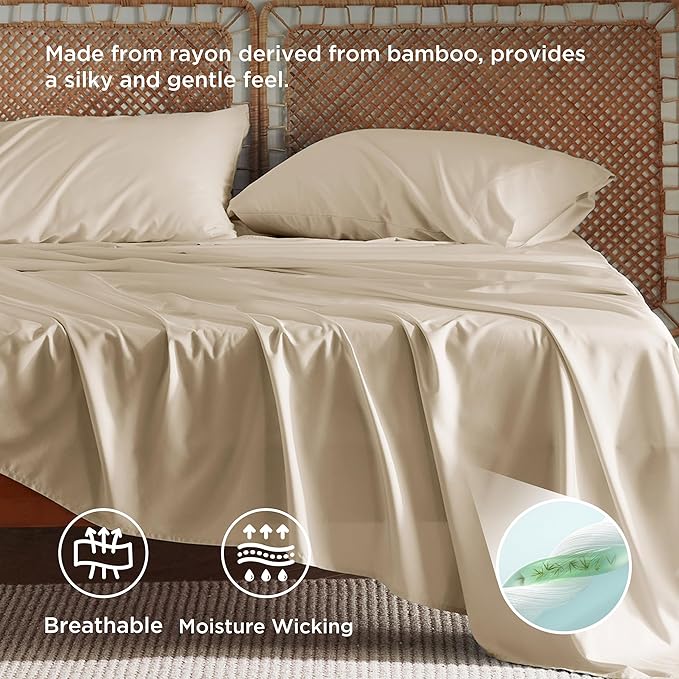 Bedsure Full Size Bed Sheets, Cooling Sheets, Rayon Derived from Bamboo - Image 4
