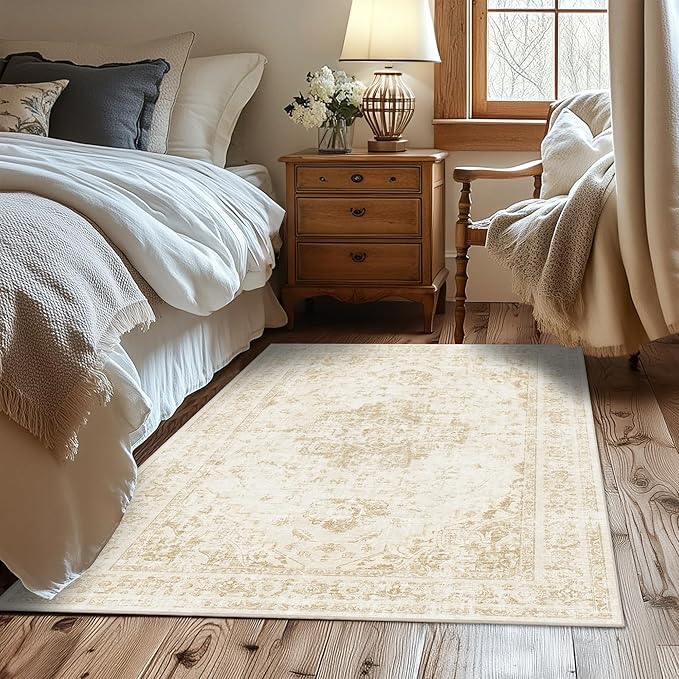 3x5 Vintage Washable Area Rugs Boho Medallion Large Distressed Retro Accent - Image 2