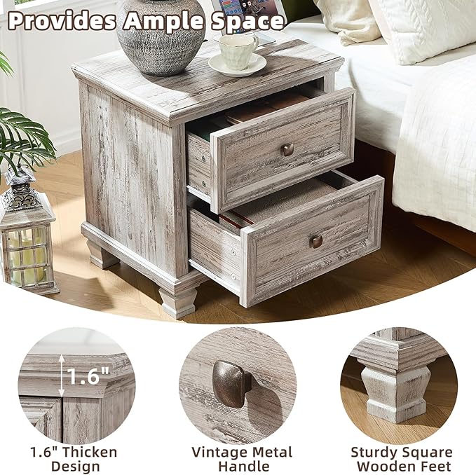 SAVOR LIFE Farmhouse Nightstand Set of 2 - Image 7