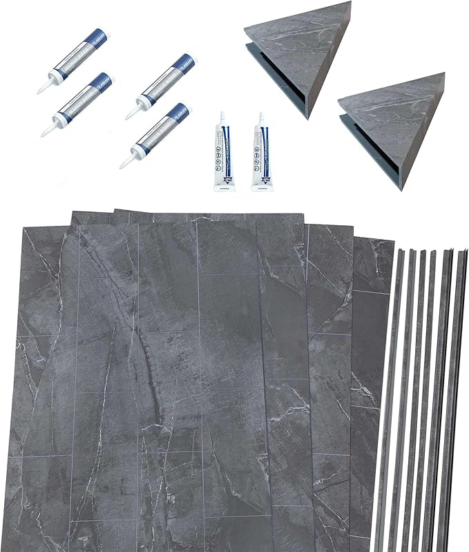 Palisade 78in x 60in x 30in Waterproof Vinyl Shower Surround Kit - Image 2