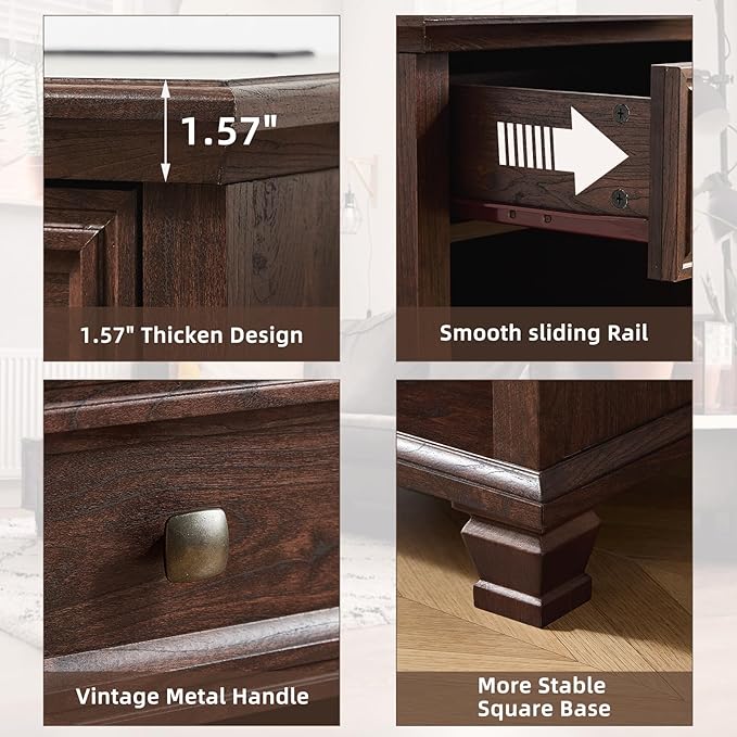 SAVOR LIFE Farmhouse End Tables Living Room Set of 2, Rustic Wood Nightstand - Image 7