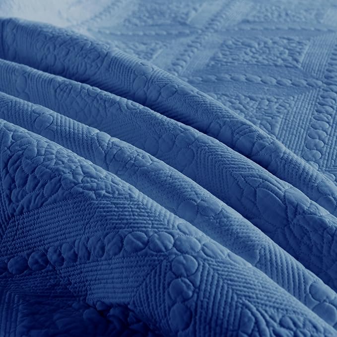 MarCielo 3-Piece 100% Cotton Oversized Bedspread Lightweight Quilt Coverlet - Image 9