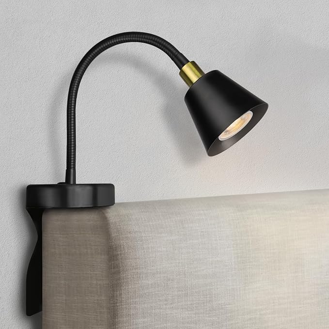 Solfres Patented Innovative Design Headboard Reading Light. No Drilling Golden by HOME
