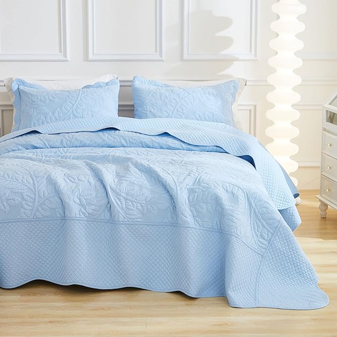 MarCielo 3-Piece 100% Cotton Oversized Bedspread Lightweight Quilt Coverlet - Image 5