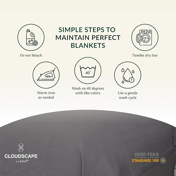 Cloud Scape Linen 100% Cotton Blanket Twin 68x92 Sharkskin - Image 9