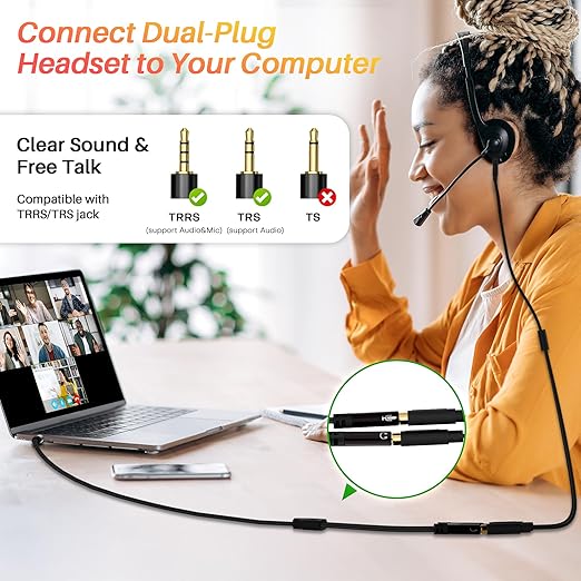 1/8inch Aux Headphone Splitter 2 Way Cable 3FT, 3.5mm 1 Male to 2 Female Mic - Image 5