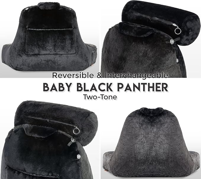 Husband Pillow Medium Limited Baby Black Panther Backrest, 2-Tone Reversible - Image 8