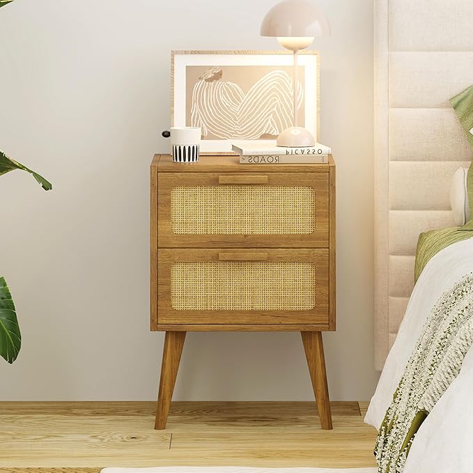 YAUKOMEL Rattan Nightstand, End Table, Side Table - Image 2