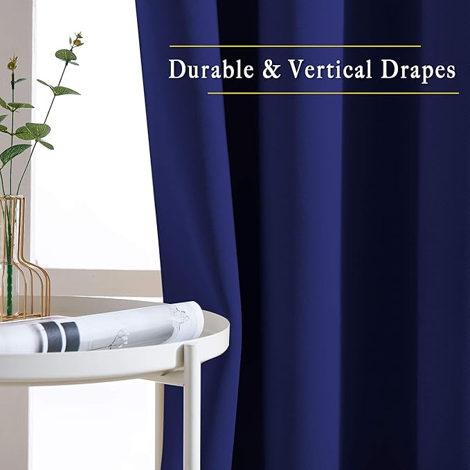 NICETOWN Navy Blue Blackout Curtains 102 inches Long, Grommet Thermal Insulated - Image 5