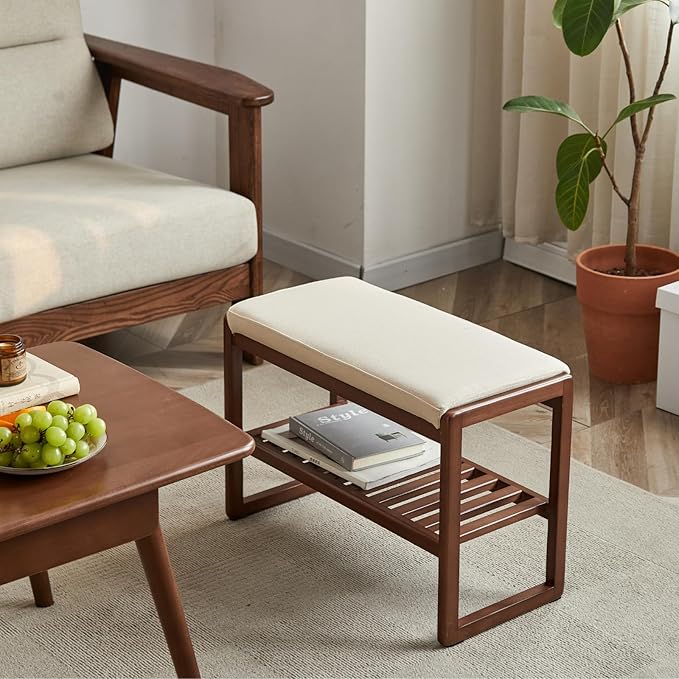 Wood Shoe Bench, 2-Tier Storage Bench - Image 4