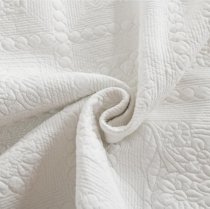 MarCielo 3-Piece 100% Cotton Oversized Bedspread Lightweight Quilt Coverlet - Image 2