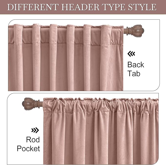 RYB HOME Back Tab Velvet Curtains, Thermal Insulated Privacy Protect Decorative - Image 4