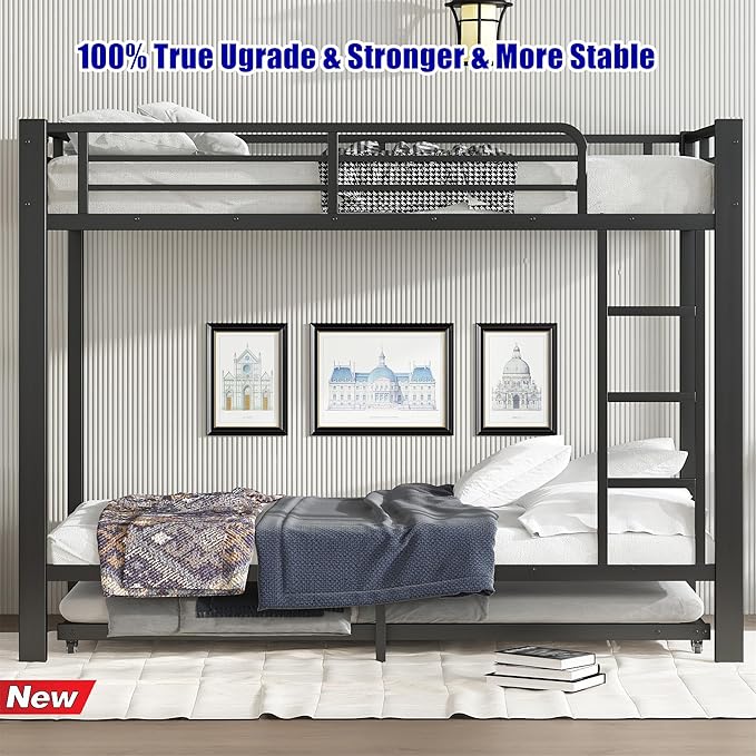 Upgraded & Stronger Heavy Duty Metal Twin XL Over Twin XL Bunk Bed - Image 3