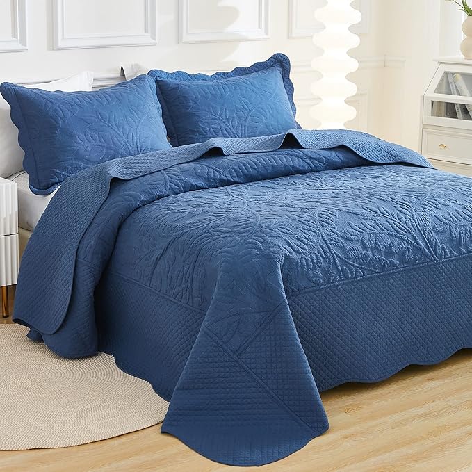 MarCielo 3-Piece 100% Cotton Oversized Bedspread Lightweight Quilt Coverlet - Image 2