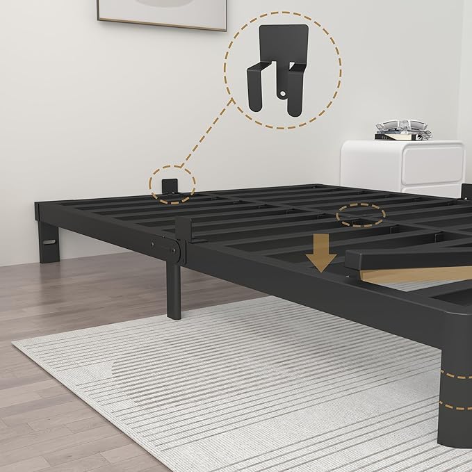 ITIMIDI 6 Inch Black Queen Bed Frame - Image 4