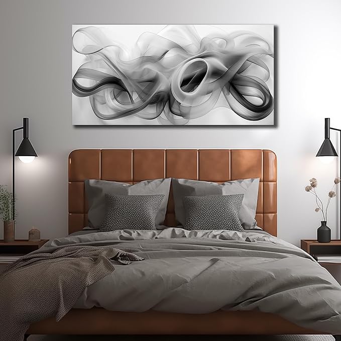 JuhaiArt Abstract Wall Art Black Picture Art Black Wall Decor White Wall Art - Image 7