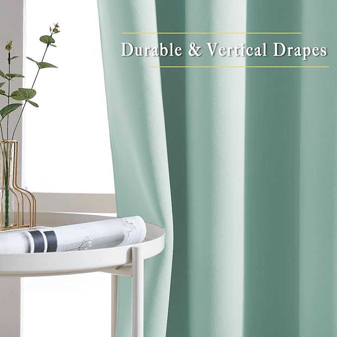 NICETOWN Blackout Aqua Blue Curtains 102 inches Long 2 Panels Burg, Grommet - Image 5