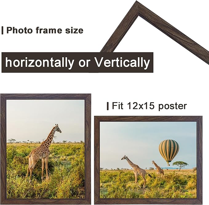 TKYGU 12x15 Picture frame walnut set of 3, Wooden Frame 15x12 Wall Gallery - Image 2