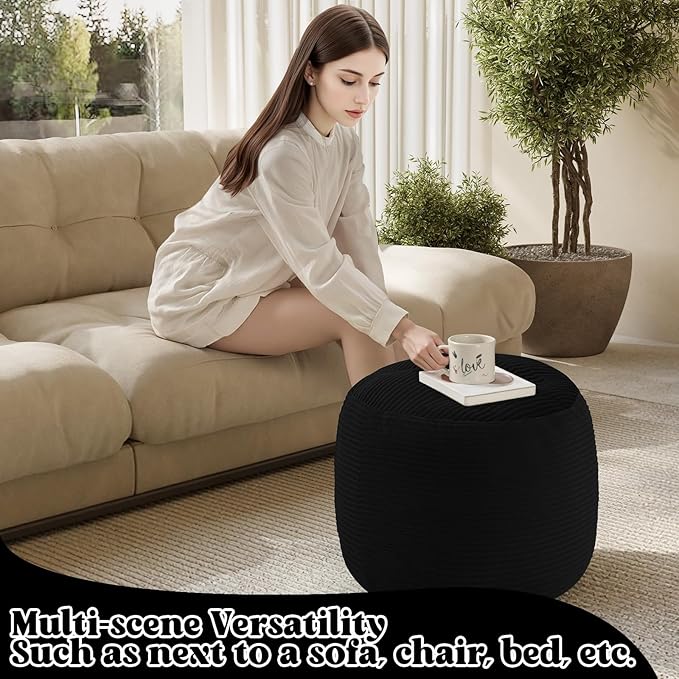 MeMoreCool Stuffed Round Pouf Ottoman Foot Rest, Floor Pouf Foot Stool - Image 6