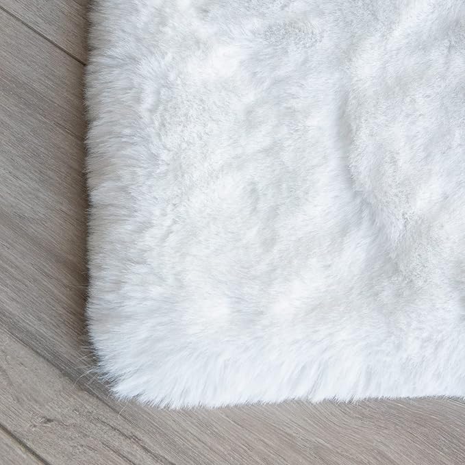 White Faux Bunny Fluffy Fur Rug Washable Area Rugs - Image 8