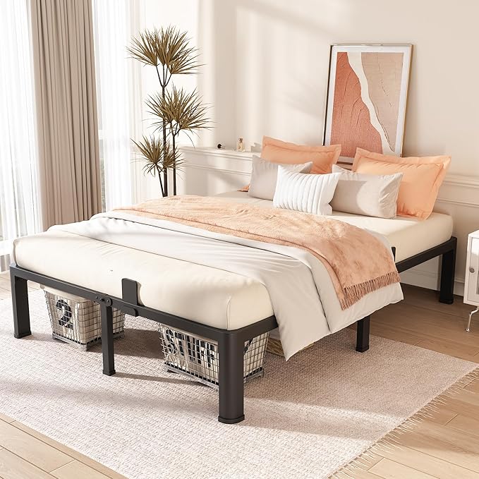 FUIOBYVV Queen Bed Frame with Round Corner Edge Legs, 14 Inch High 3500 lbs - Image 6