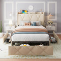 Feonase Twin Bed Frame with 3 Storage Drawers, Upholstered Platform Bed with by FEONASE
