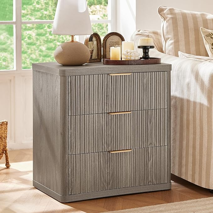 LEYAOYAO 48" Wide Fluted Dresser and 3 Drawers 23" Nightstand Set of 2 - Image 2