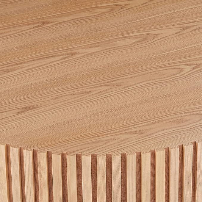 LKTART Round Coffee Table for Living Room, Accent Fluted Drum Coffee Table - Image 3