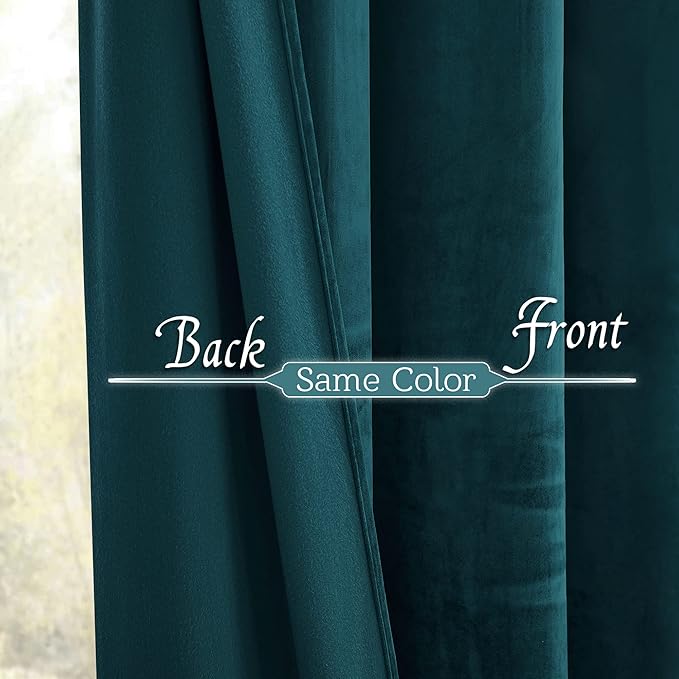 RYB HOME Velvet Curtains 72 inches Length, Back Tab & Rod Pocket Soft Fabric - Image 6