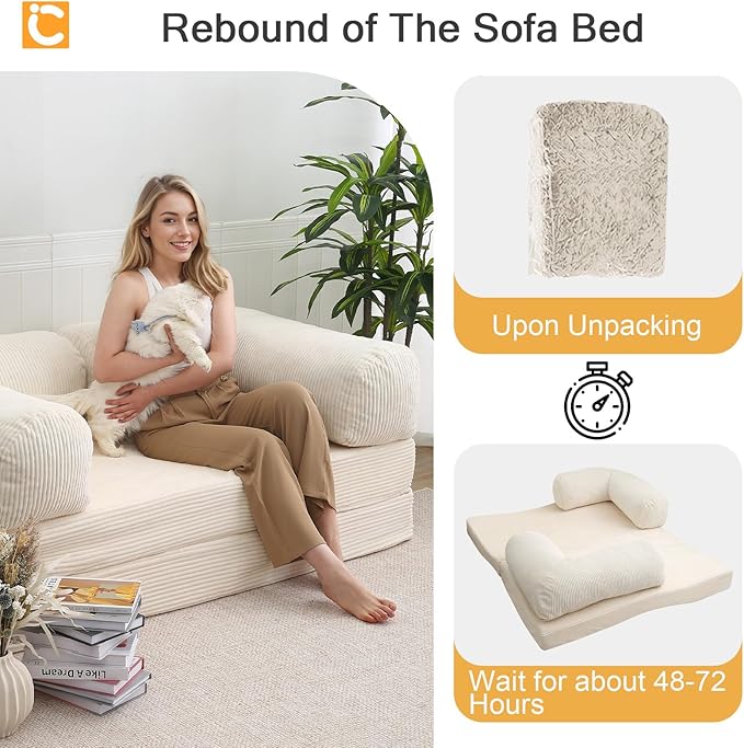 COMAX 4‑in‑1 Futon Sofa Bed Queen – Floor Foldable Convertible Sofa Couch - Image 9
