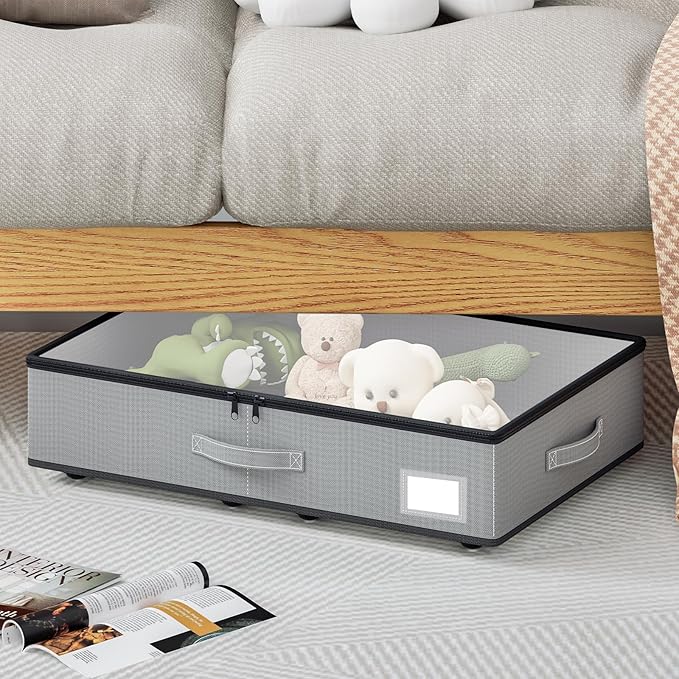 Under Bed Storage with Wheels, No Assemble Required 5.5 inches height grey - Image 5