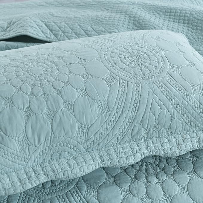 MarCielo 3-Piece 100% Cotton Oversized Bedspread Lightweight Quilt Coverlet - Image 6