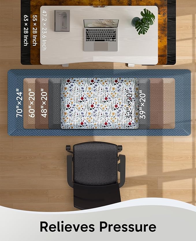 Ophanie Kitchen Mats for Floor, 3/4 inch Thick, 20x48 Anti Fatigue Cushioned Mat - Image 7