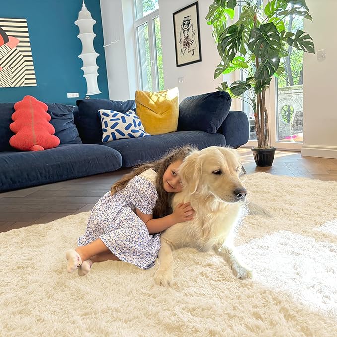 OLANLY 2x3 Machine Washable Small Bedside Rug, Soft Fluffy Shaggy Entryway - Image 4
