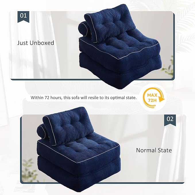 Folding Chair Bed, Futon Sofa Bed, Floor Couch - Image 7