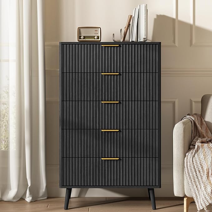 CARPETNAL Fluted 5 Drawers Dresser - Image 3