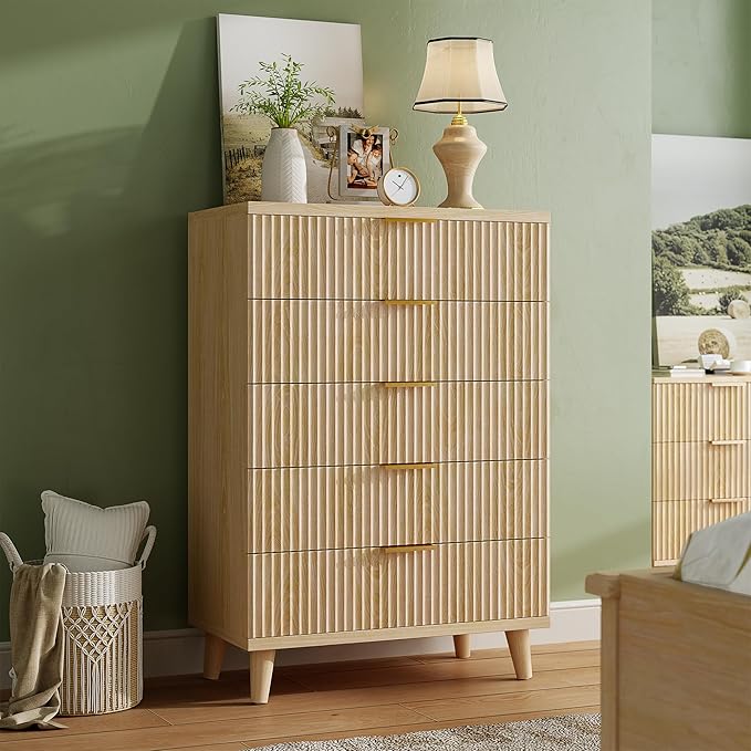 Lulive Dresser for Bedroom Wood Tall Dressers Drawers, Fluted Modern Dresser 5 - Image 9
