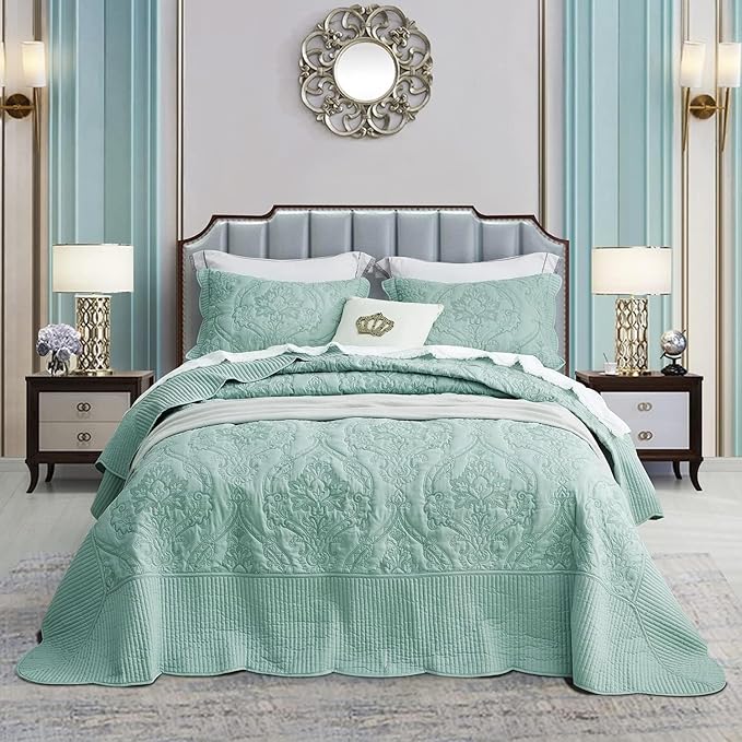 CHIXIN Oversized King Bedspread 128x120 Extra Wide by CHIXIN